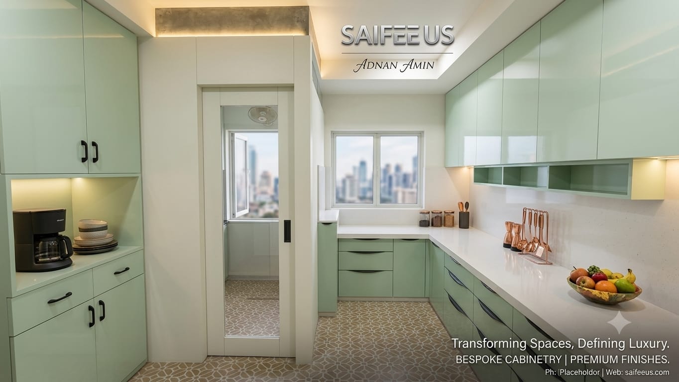 Tailored mint kitchen by Saifee US